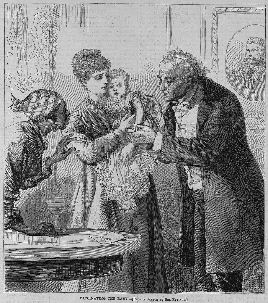 Detail of Vaccinating the baby. From a sketch by Sol Eytinge by Corbis