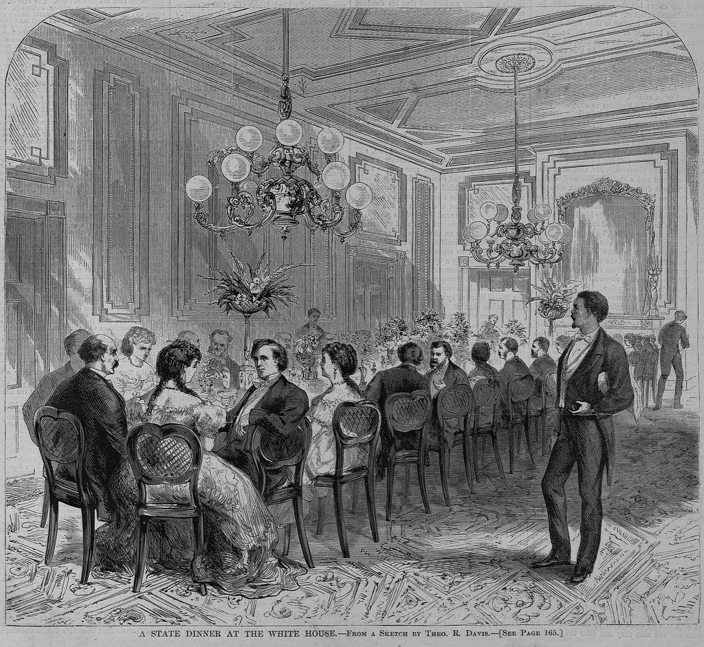 Detail of A state dinner at the white house. From a sketch by Theo. R. Davis by Anonymous