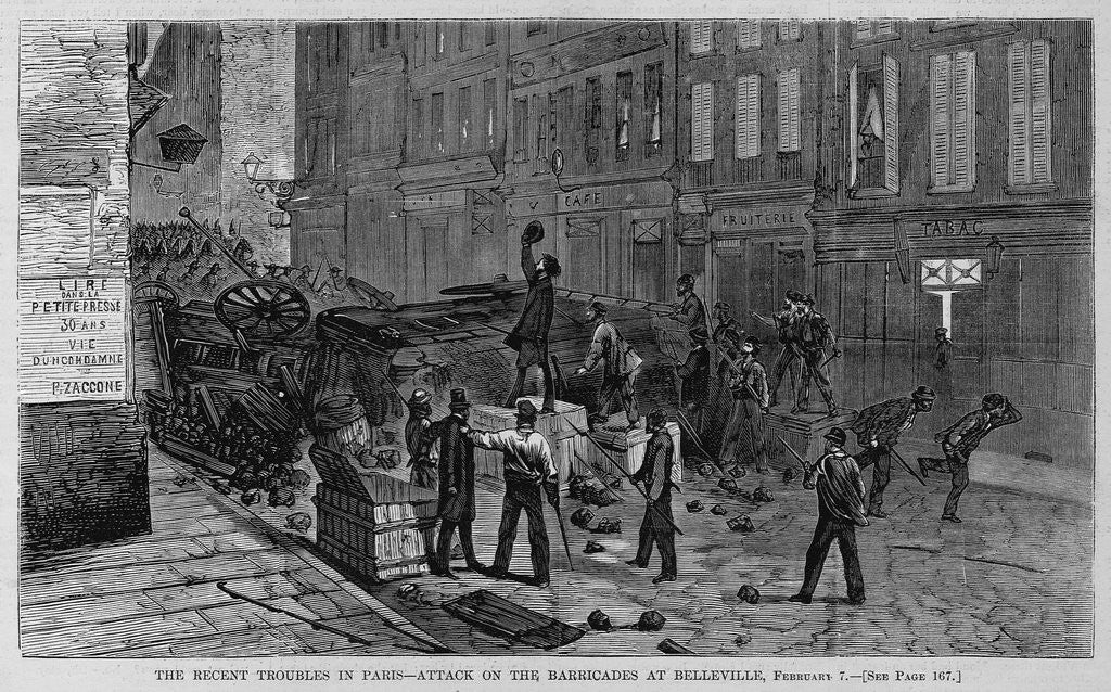 Detail of The recent troubles in Paris - attack on the barricades at Belleville, February 7 by Anonymous