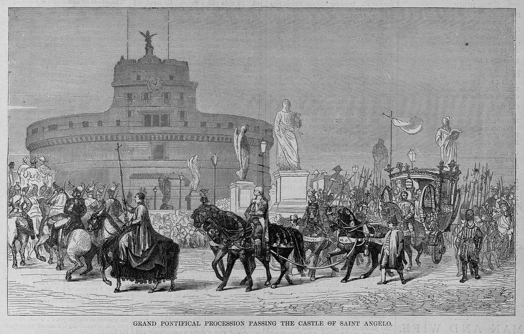 Detail of Grand pontifical procession passing the castle of Saint Angelo by Anonymous