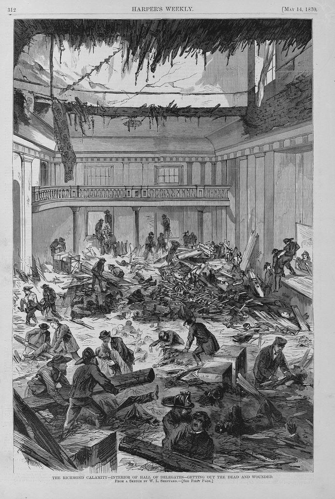 Detail of The Richmond calamity - interior of Hall of Delegates - getting out the dead and wounded by Anonymous