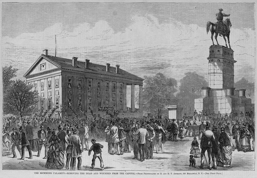 Detail of The Richmond calamity - removing the dead and wounded from the capitol by Anonymous