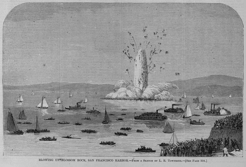Detail of Blowling up Blossom Rock, San Francisco Harbor. From a sketch by L. R. Townsend by Anonymous