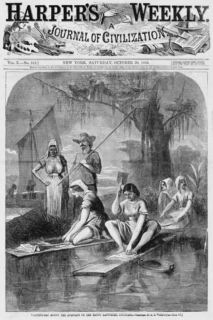 Detail of Washing-Day Among the Acadians on the Bayou Lafourche, Louisiana by Anonymous