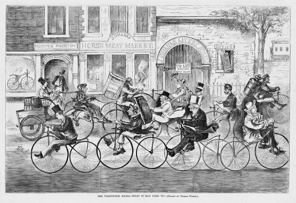 Detail of The Velocipede Mania - What it May Come To! by Anonymous