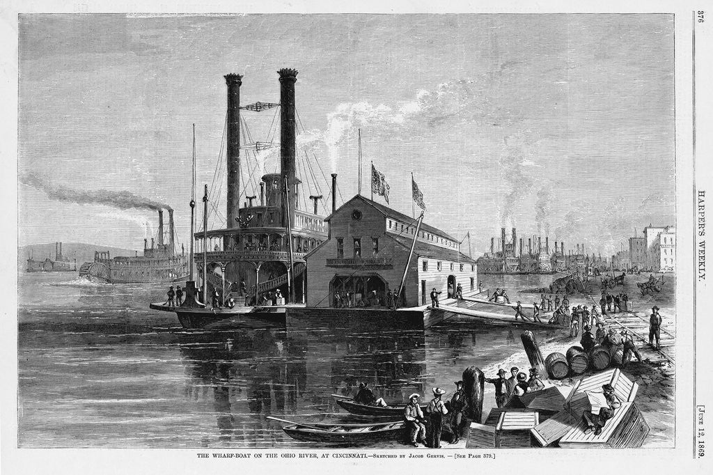 Detail of The Wharf Boat on the Ohio River, at Cincinnati by Anonymous