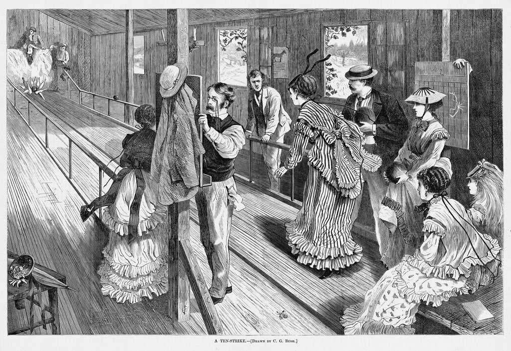 Detail of Women and Men Bowling by Anonymous