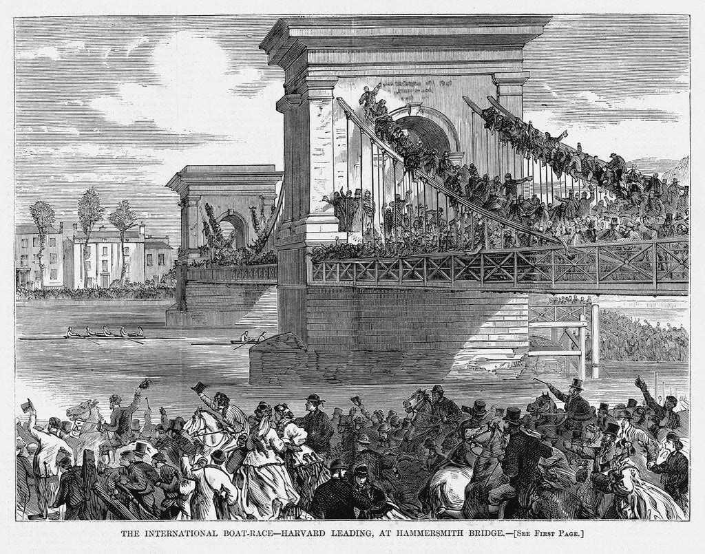 Detail of The International Boat-Race - Harvard Leading, at Hamersmith Bridge by Anonymous
