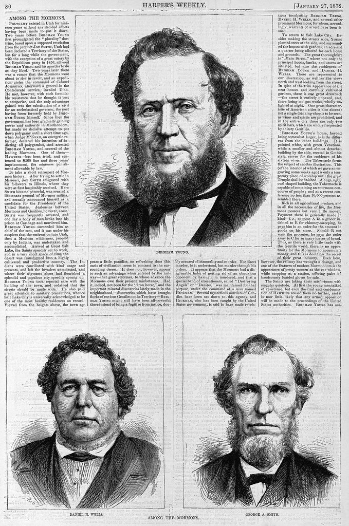 Detail of Brigham Young; Daniel H. Wells; George A. Smith; 'Among the Mormons.' by Anonymous