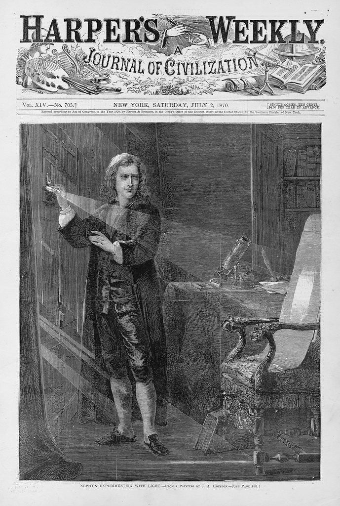 Detail of Newton experimenting with light. From a painting by J. A. Houston