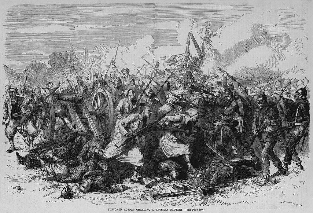 Detail of Turcos in action - charging a Prussian battery by Anonymous