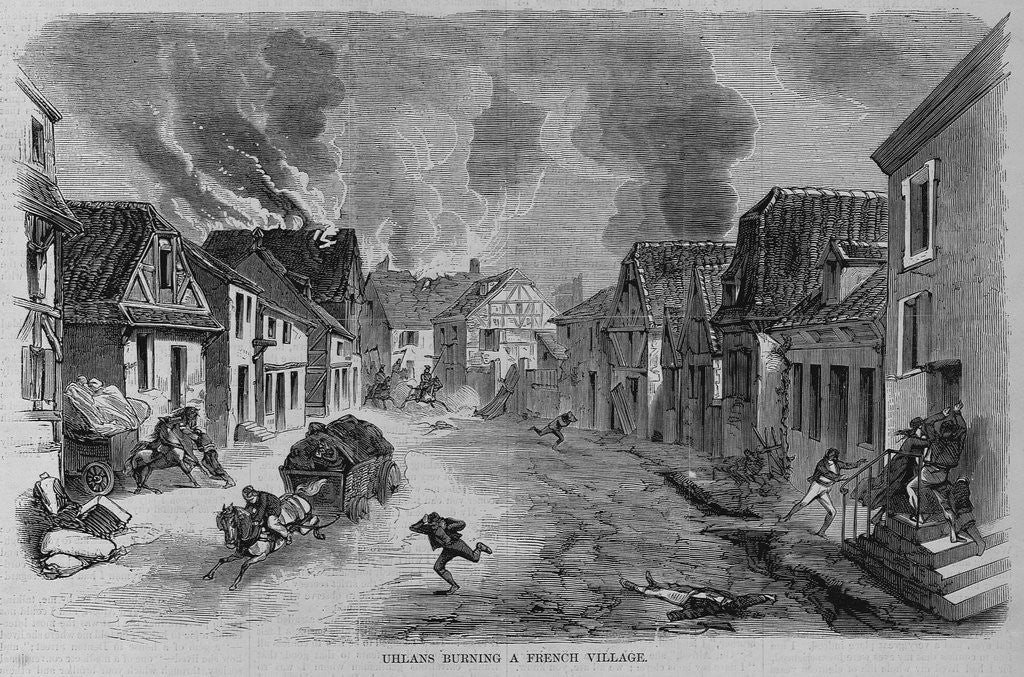 Detail of Uhlans burning a french village by Anonymous