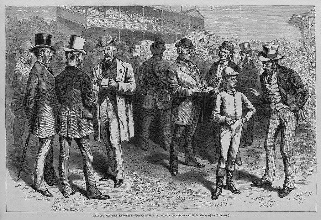 Detail of Betting on the favorite by W. L. Sheppard, from a sketch by W. B. Myers by Anonymous
