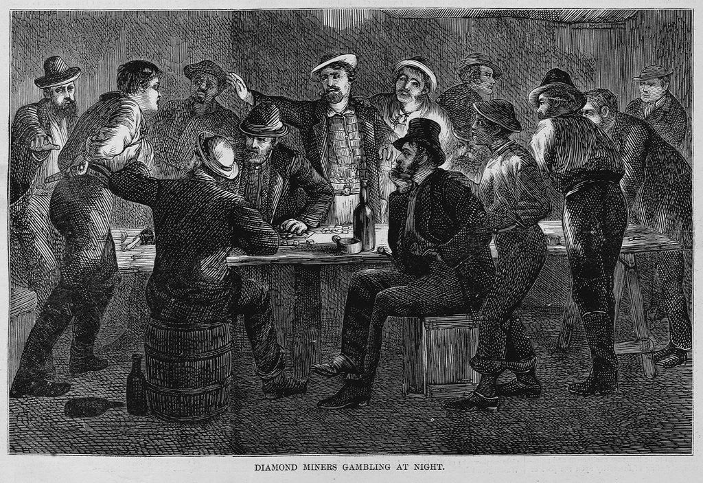 Detail of Diamond miners gambling at night by Anonymous