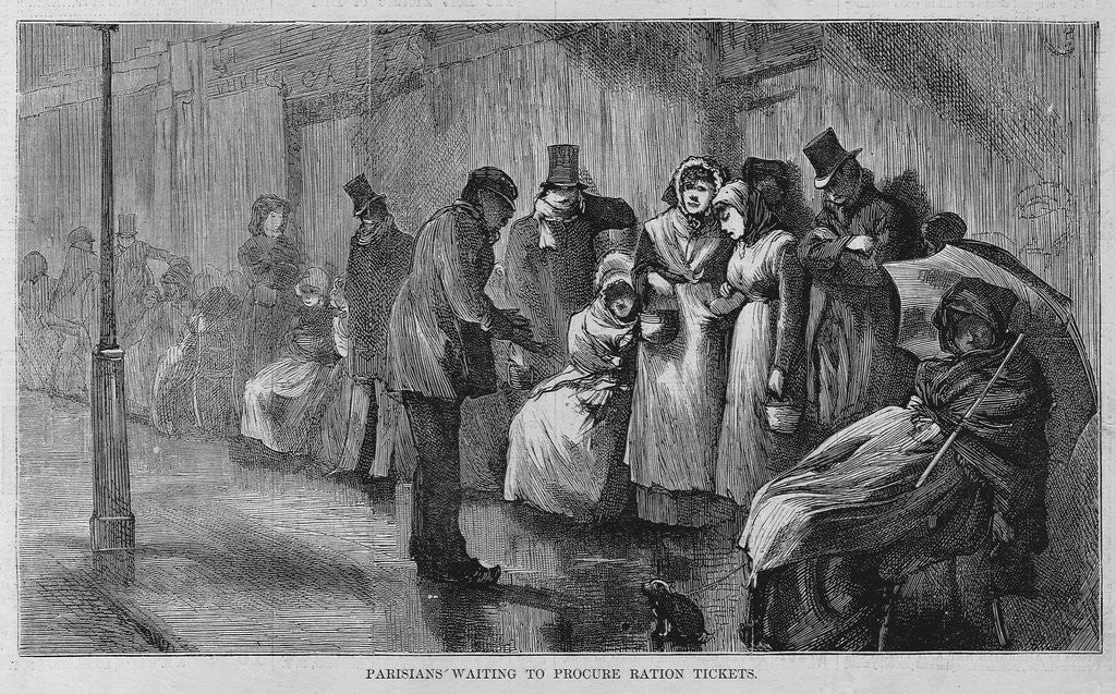 Detail of Parisians waiting to procure ration tickets by Anonymous