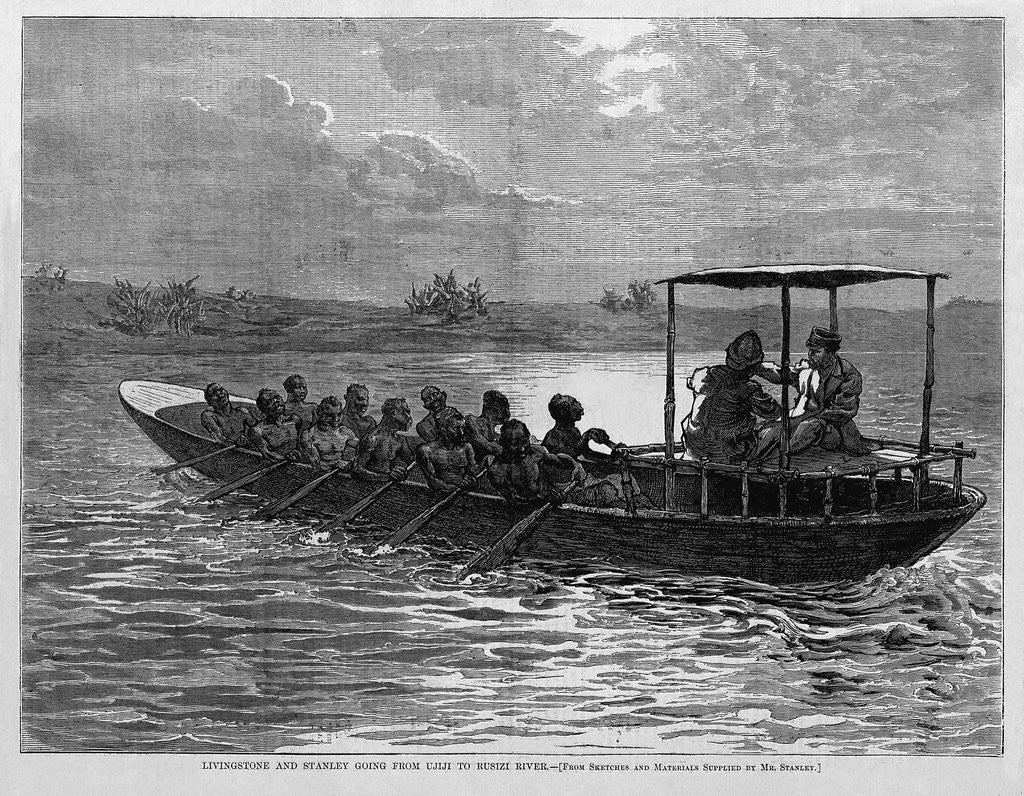 Detail of Livingstone and Stanley Going From Ujiji to Rusuzi River by Anonymous
