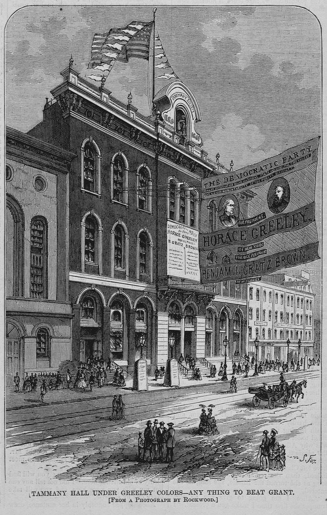 Detail of Tammany Hall Under Greeley Colors - Any Thing to Beat Grant by Anonymous