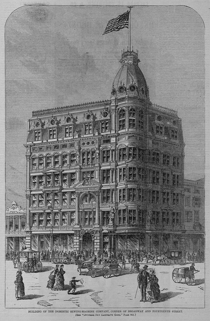 Detail of Building of the Domestic Sewing-Machine Company, Corner of Broadway and Fourteenth Street by Anonymous