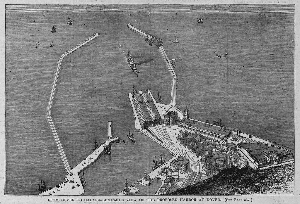 Detail of From Dover to Calais - Bird's Eye View of the Proposed Harbor at Dover by Anonymous