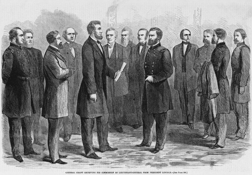 General Grant Receiving His Commission as Lieutenant-General from President Lincoln Magazine Illustration Published in Harper's Weekly by Corbis