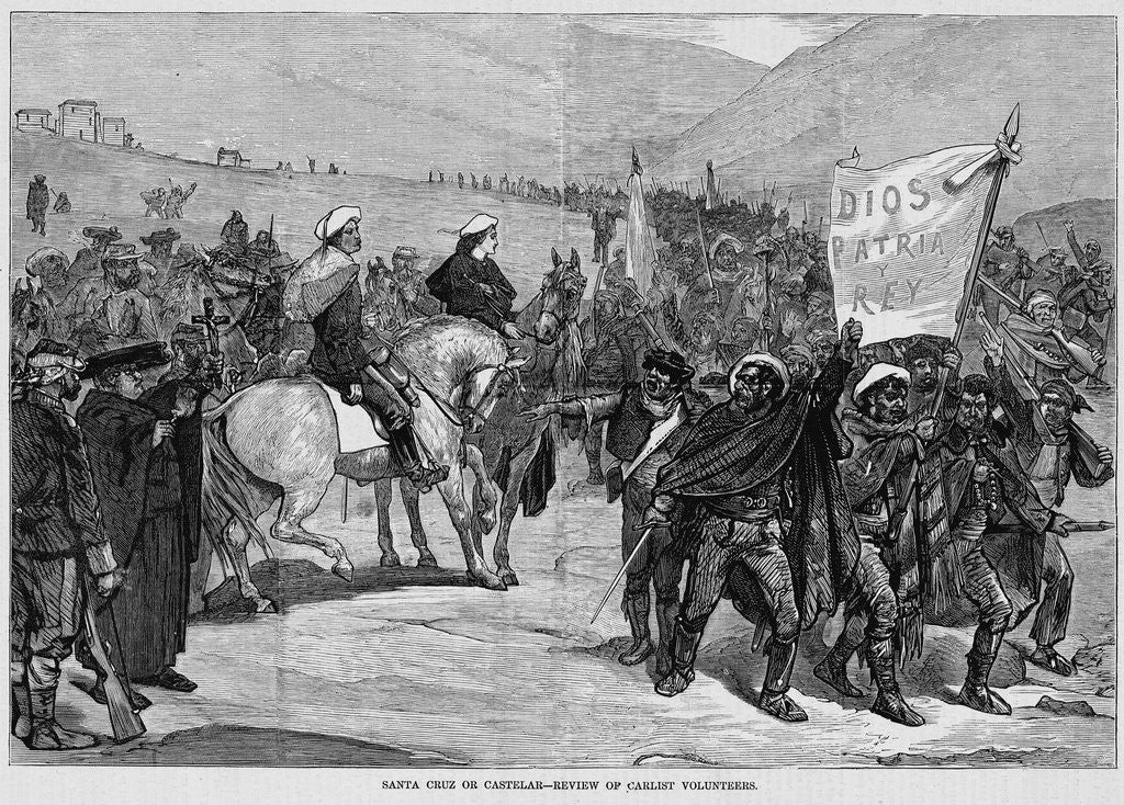 Detail of Page with text and diagram. Santa Cruz or Castelar - review of carlist volunteers by Anonymous