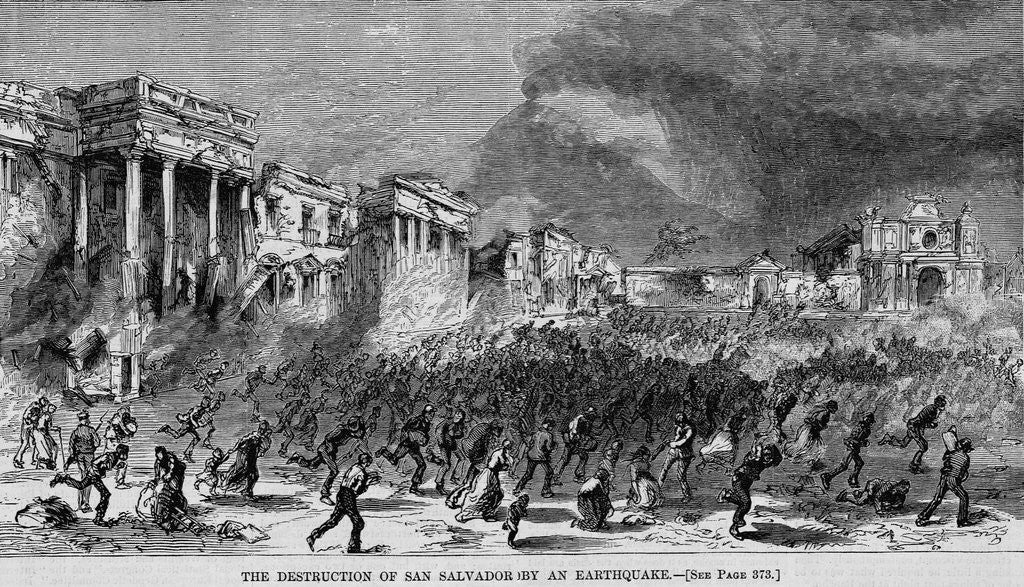 Detail of The destruction of San Salvador by an earthquake by Anonymous