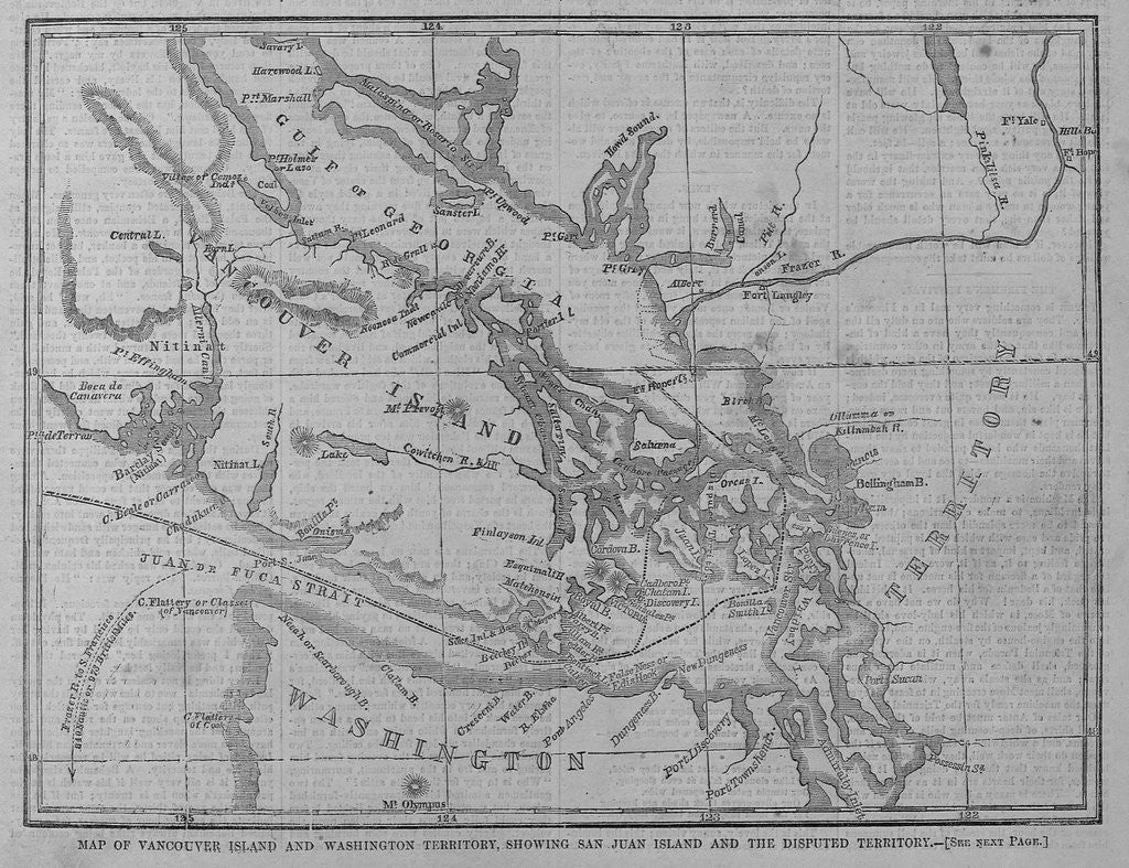 Detail of Map of Vancouver Island and Washington Territory, Showing San Juan Island and the Disputed Territory by Corbis