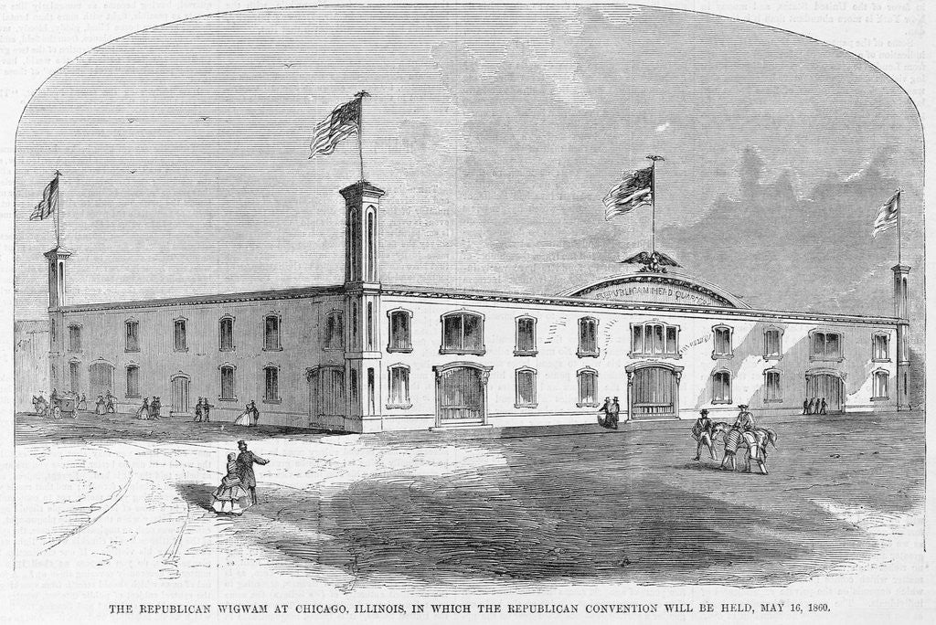 Detail of The republican wigwam at Chicago, Illinois, in which the republican convention will be held, May 16, 1860 by Anonymous