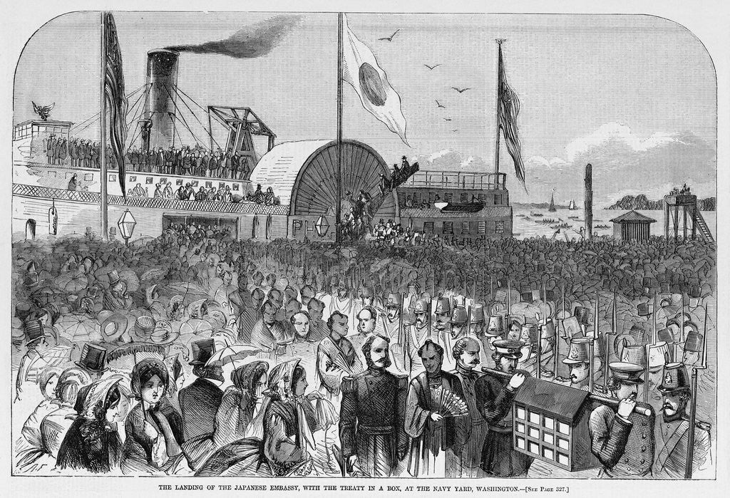 Detail of The landing of the japanese embassy, with treaty in a box, at the navy yard, Washington by Anonymous
