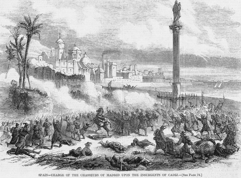 Detail of Spain - Charge of the Chasseurs of Madrid Upon the Insurgents of Cadiz by Anonymous