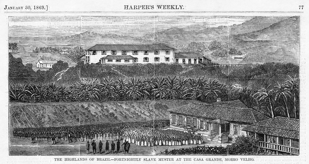 Detail of The Highlands of Brazil - Fortnightly Slave Muster at the Casa Grande, Morro Velho by Anonymous