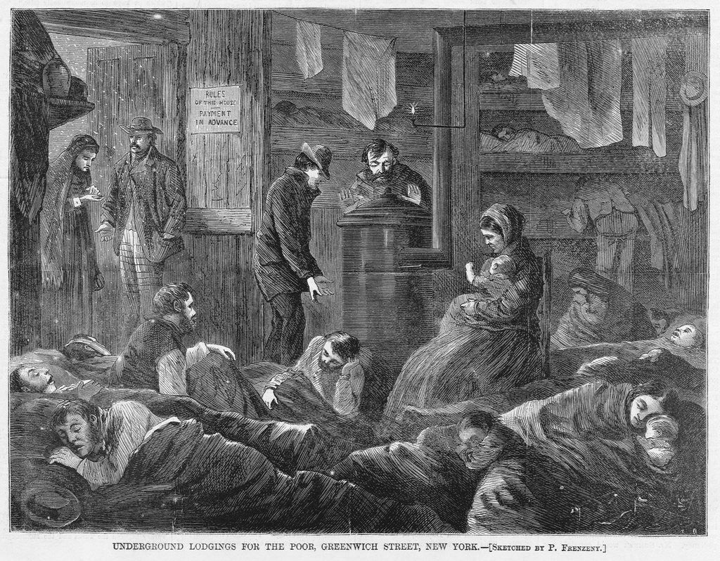 Detail of Underground Lodgings for the Poor, Greenwich Street, New York by Anonymous