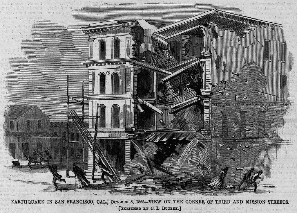 Detail of Earthquake in San Francisco, Cal., October 8, 1865-View on the Corner of Third and Mission Streets by Anonymous