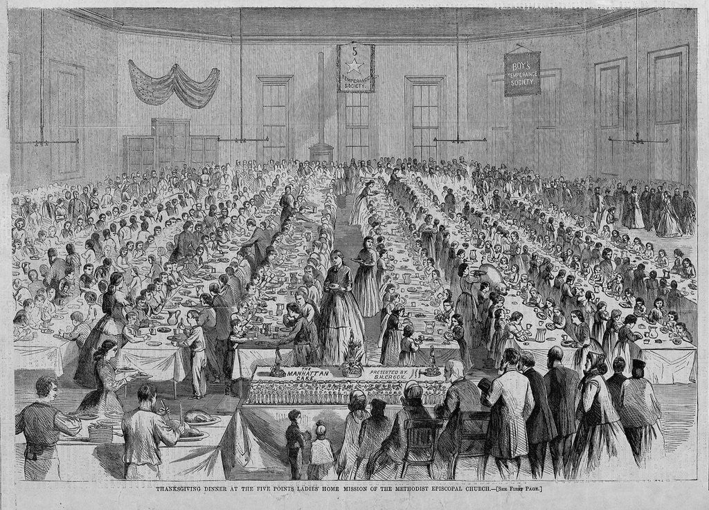 Detail of Magazine Illustration of Thanksgiving Dinner at the Five Points Ladies' Home Mission of the Methodist Episcopal Church by Anonymous