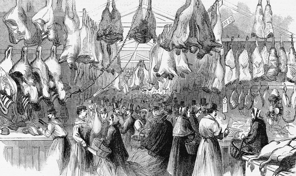 Detail of Christmas-Beef and Mutton in Washington Market, New York, 1865 by Anonymous