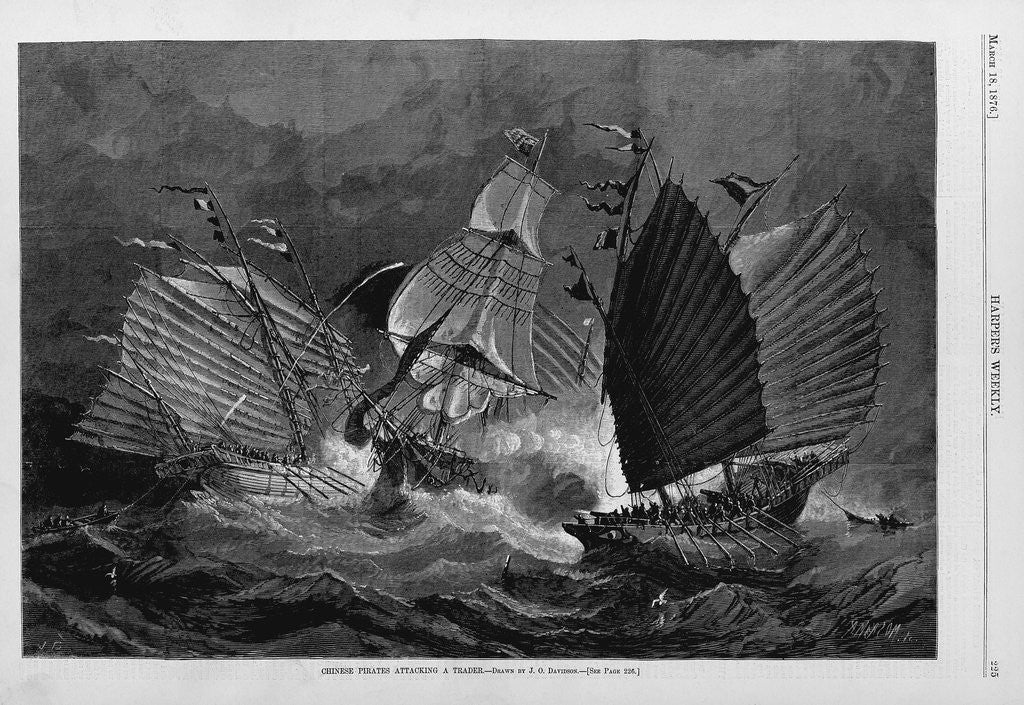 Detail of Chinese Pirates Attacking a Trader by Julian Oliver Davidson