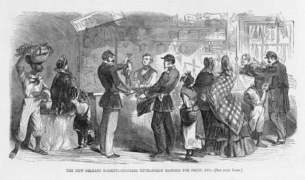 Detail of The New Orleans Market-Soldiers Exchanging Rations for Fruit, ETC by Corbis