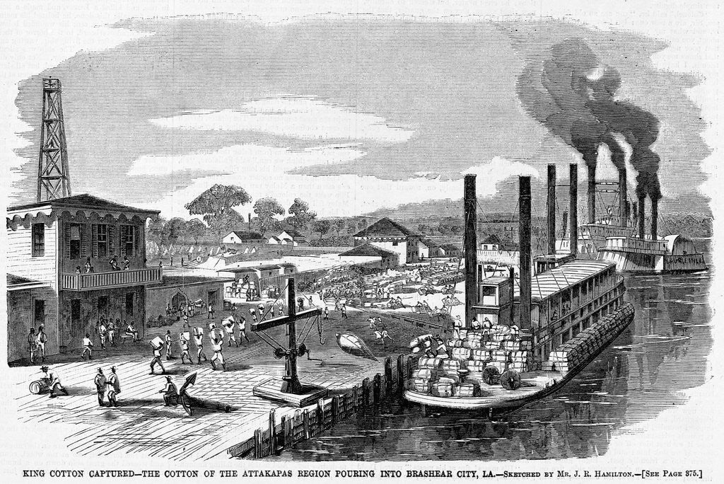 Detail of King Cotton Captured-The Cotton of the Attakapas Region Pouring Into Brashear City, LA by Anonymous