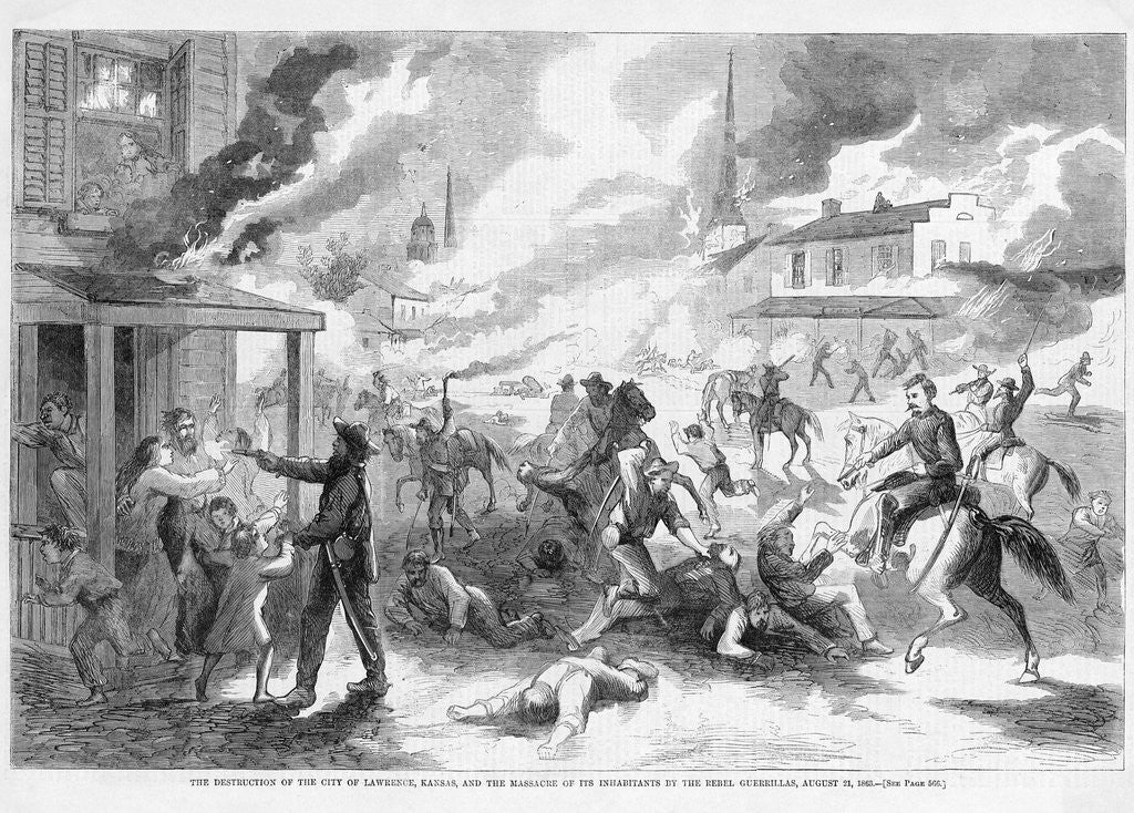 Detail of The Destruction of the City of Lawerence, Kansas, and the Massacre of its Inhabitants by Rebel Gueri