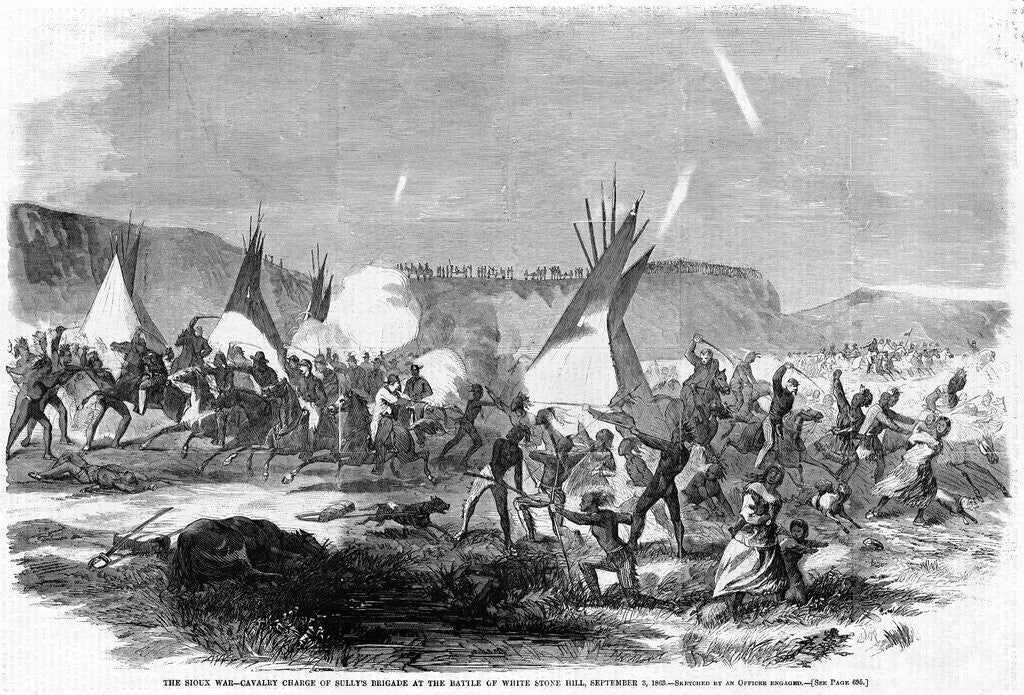 Detail of The Sioux War-Cavalry Charge of Sully's Brigade at the Battle of White Stone Hill, September 3, 1863 by Anonymous