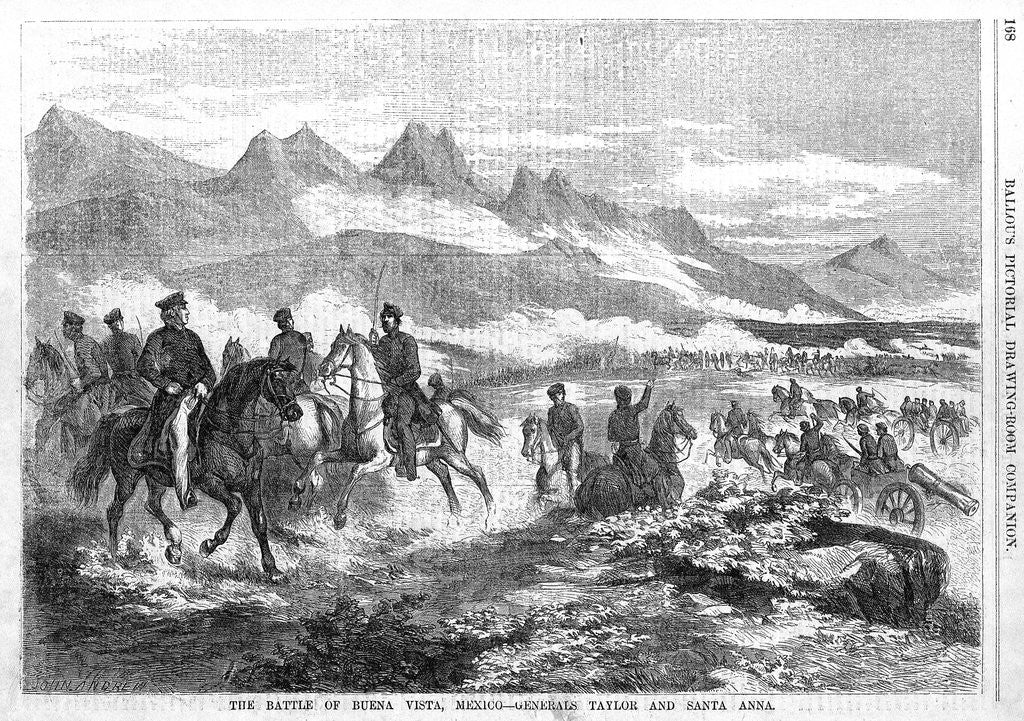 Detail of The Battle of Buena Vista, Mexico - Generals Taylor and Santa Anna by Anonymous