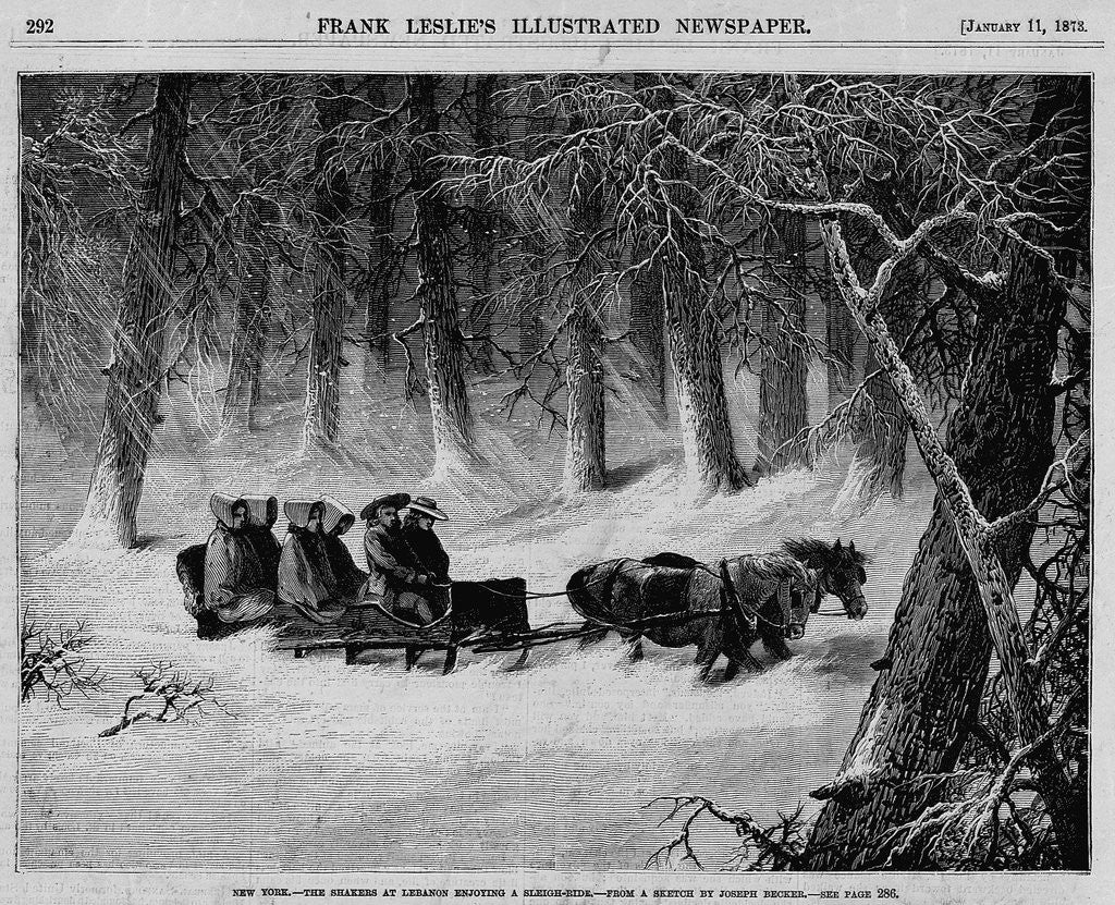 Detail of New York - The Shakers at Lebanon Enjoying A Sleigh Ride by Corbis
