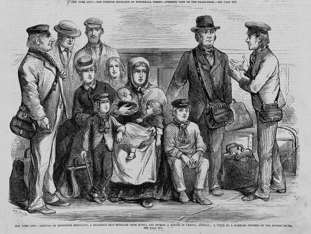 Detail of New York City - Arrival of Mennonite Emigrants, a Religious Sect Expelled from Russia and Seeking a Refuge in Dakota, America by Anonymous