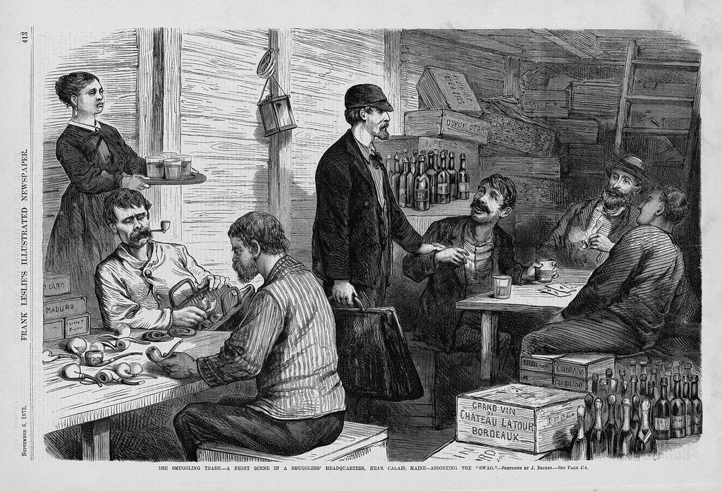 Detail of The Smuggling Trade - A Night Scene in a Smugglers' Headquarters, Near Calais, Maine-Assorting the 