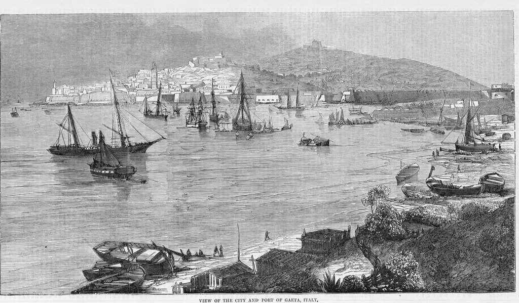 Detail of View of the city and port of Gaeta, Italy by Anonymous