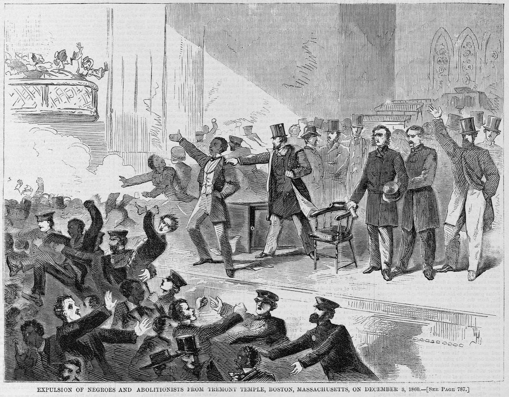 Detail of Expulsion of negroes and abolitionists from Tremont Temple, Boston, Massachusetts, on December 3, 1860 by Anonymous