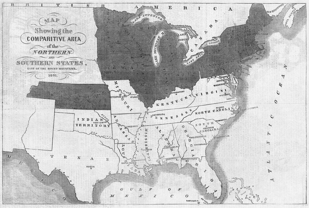 Detail of Map Comparing Northern and Southern States by Anonymous