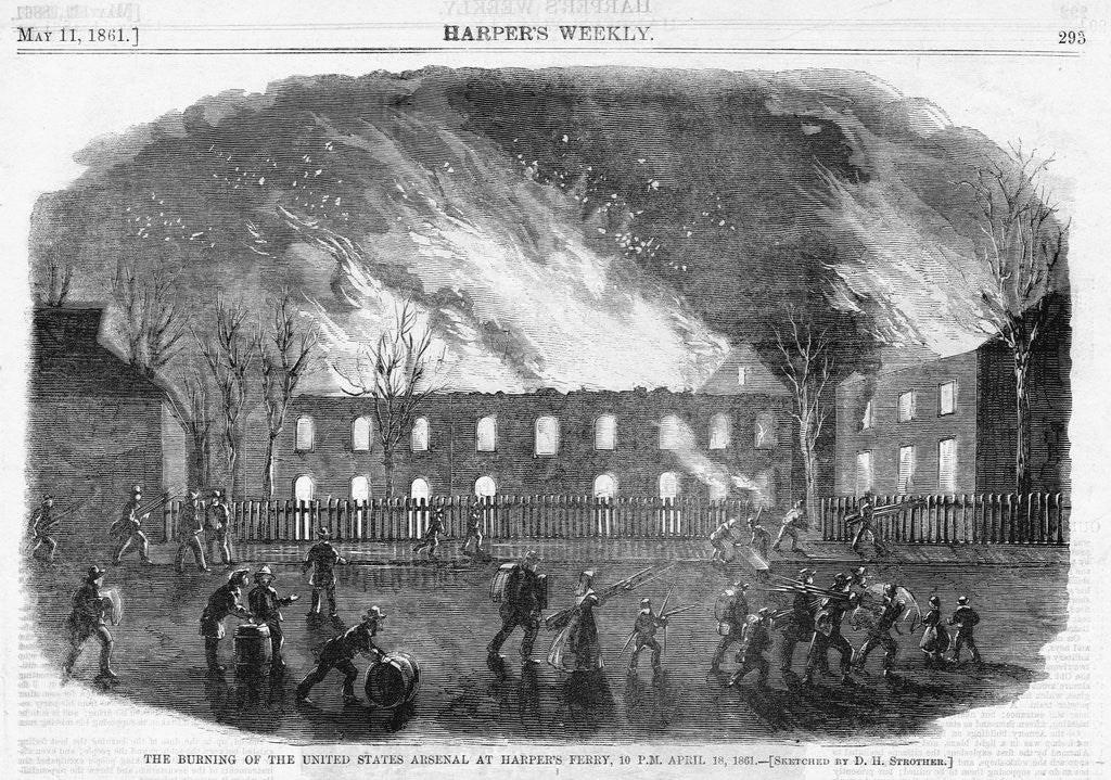 Detail of The Burning of the United States Arsenal at Harper's Ferry, 10 PM. April 18, 1861 by Anonymous