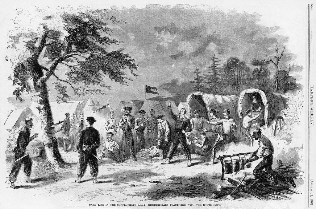Detail of Camp Life in the Confederate Army - Mississippians Practicing with the Bowie Knife by Anonymous