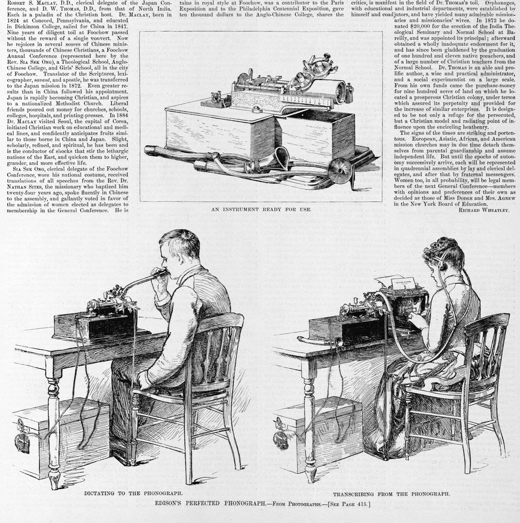 Detail of Edison's perfected phonograph by Anonymous